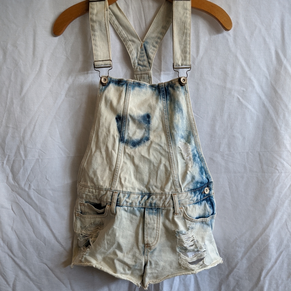 Colin's Acid Wash Distressed Jean Shorts Overalls.  Size EU 36